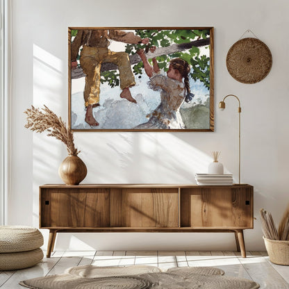 Step into a nostalgic summer day with this charming depiction of childhood play. This captivating for Sitting Area