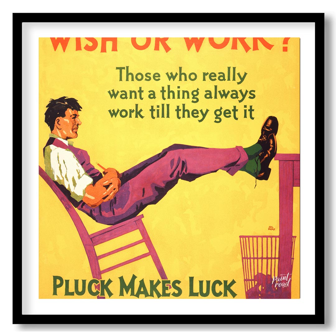 This motivational poster features the bold text "WISH OR WORK?" followed by the empowering message,… for space