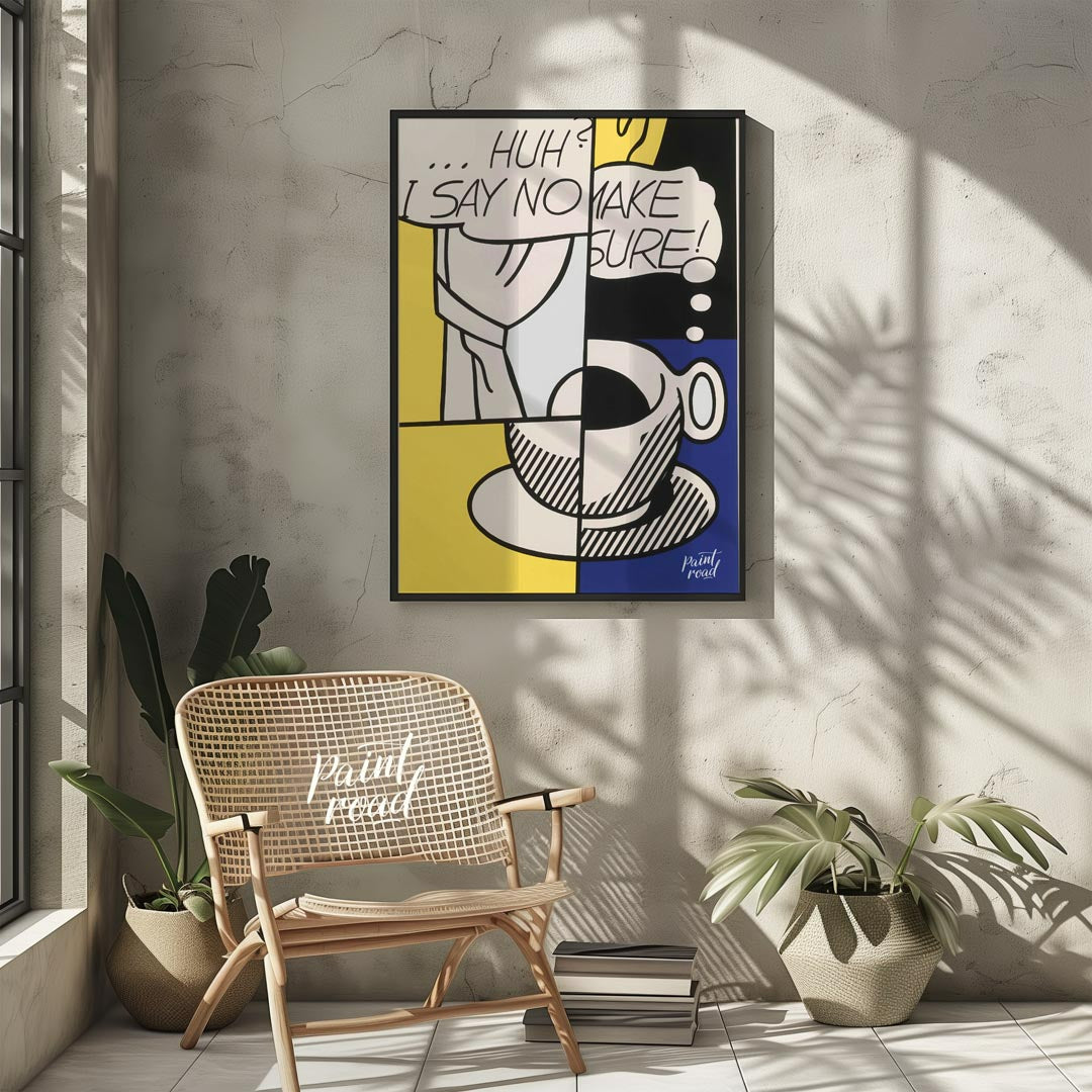 This iconic Pop Art piece by Roy Lichtenstein, titled “Huh?” from 1976, features his signature Ben-… for outdoor
