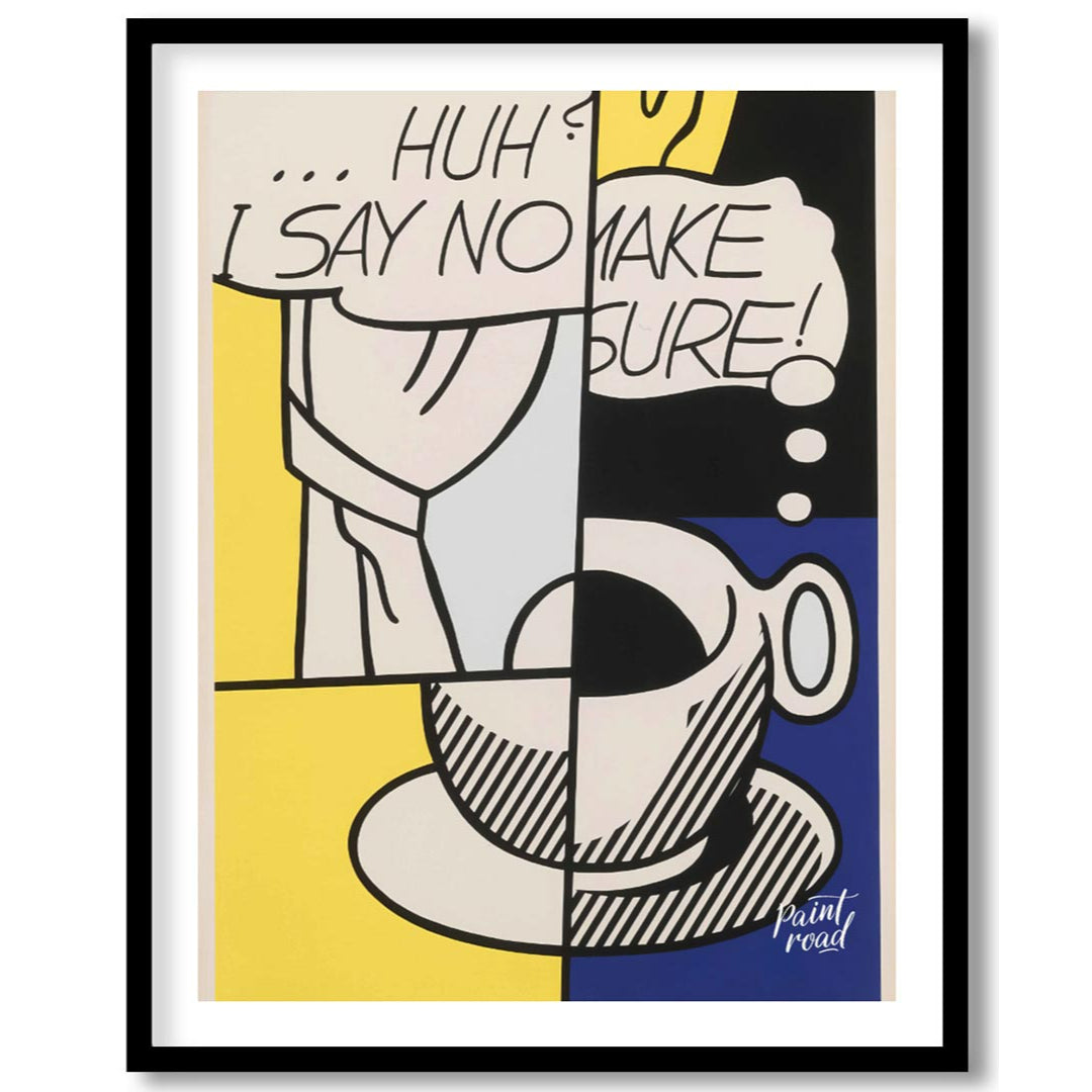 This iconic Pop Art piece by Roy Lichtenstein, titled “Huh?” from 1976, features his signature Ben-… for place