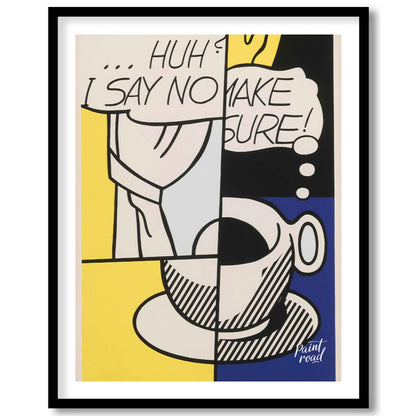This iconic Pop Art piece by Roy Lichtenstein, titled “Huh?” from 1976, features his signature Ben-… for place