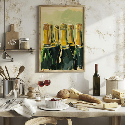 A vibrant and dynamic painting capturing the allure of a champagne celebration. The artist uses exp… for kitchen