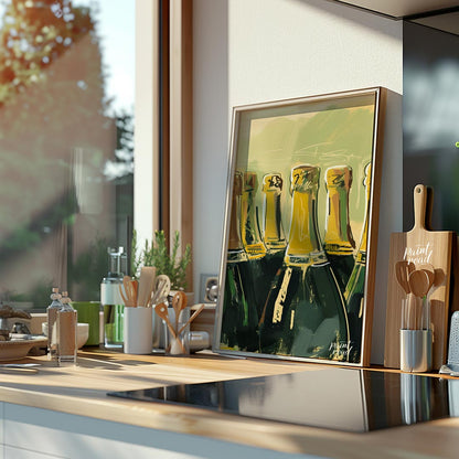 A vibrant and dynamic painting capturing the allure of a champagne celebration. The artist uses exp… for kitchen