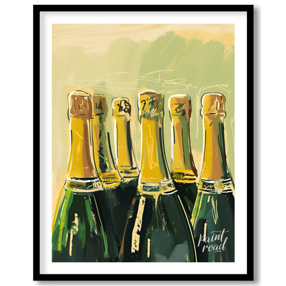 A vibrant and dynamic painting capturing the allure of a champagne celebration. The artist uses exp… for space