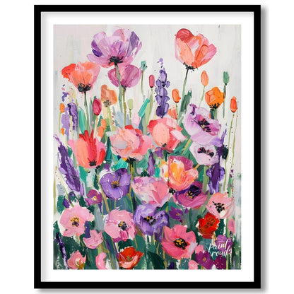 This vibrant art is a vibrant and joyful celebration of color and nature. A field of stylized poppi… for lovely house