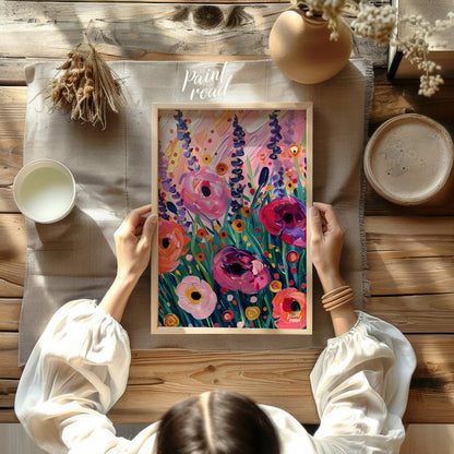 This vibrant art captures a vibrant field of poppies in full bloom. Bold brushstrokes and a rich co… for other