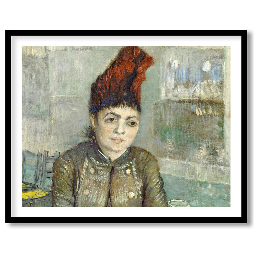 This exquisite painting captures the pensive expression of a woman seated in a café setting, for decor