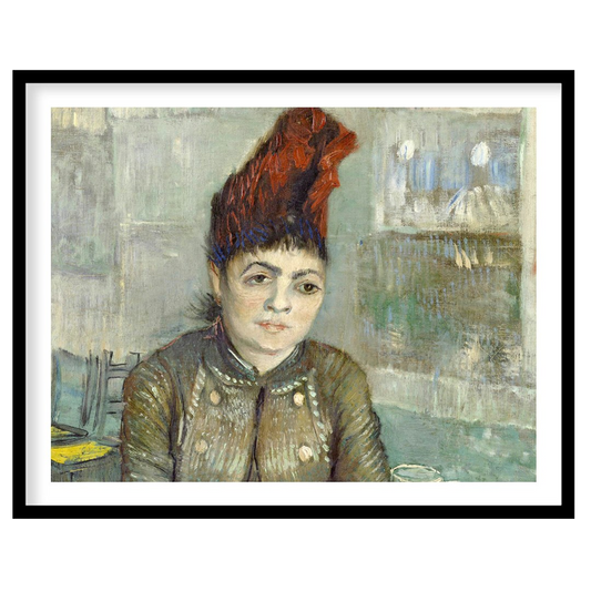 This exquisite painting captures the pensive expression of a woman seated in a café setting, for decor