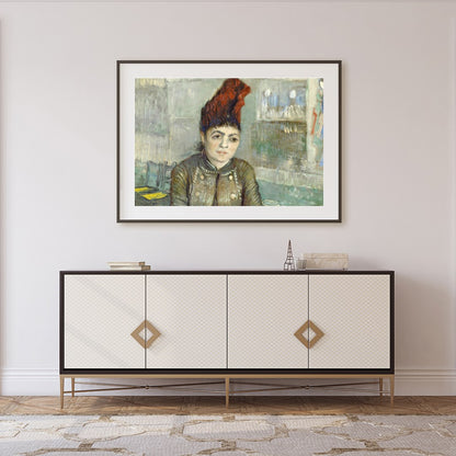 This exquisite painting captures the pensive expression of a woman seated in a café setting, for Foyer