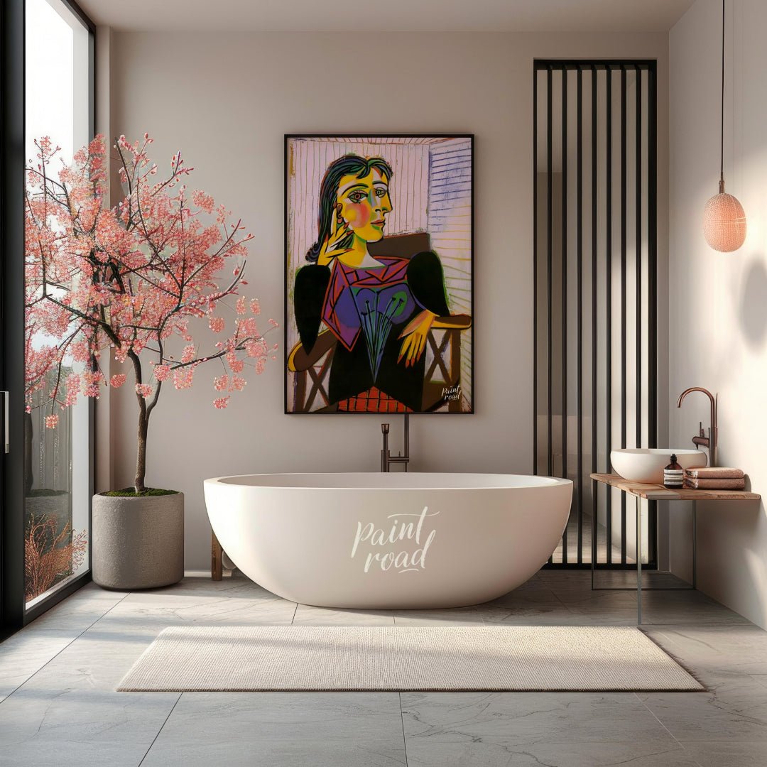 Pablo Picasso’s “Portrait of Dora Maar” is a celebrated and emotionally charged painting that vivid… for bathroom