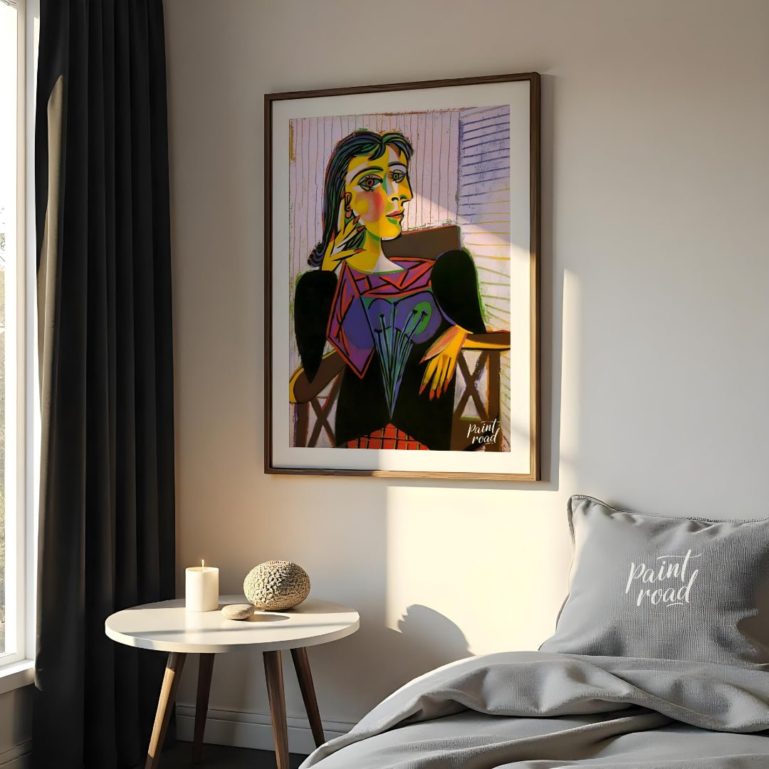 Pablo Picasso’s “Portrait of Dora Maar” is a celebrated and emotionally charged painting that vivid… for bedroom