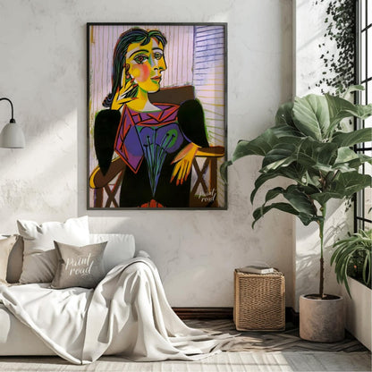 Pablo Picasso’s “Portrait of Dora Maar” is a celebrated and emotionally charged painting that vivid… for living room