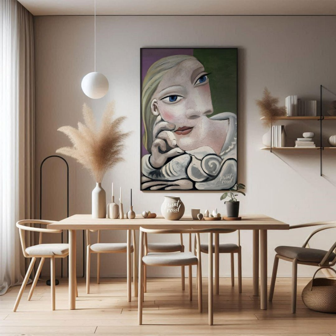 This intimate and serene portrait by Pablo Picasso features his beloved muse, Marie-Thérèse Walter,… for dining room