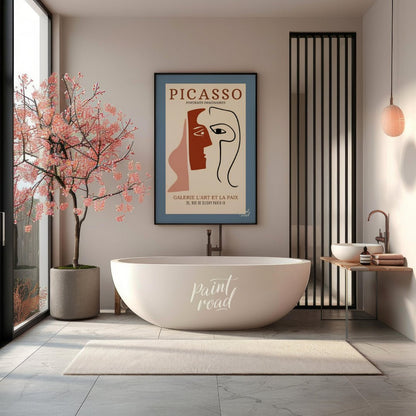 This captivating exhibition poster advertises “PICASSO PORTRAITS IMAGINAIRES” at GALERIE L’ART ET L… for bathroom