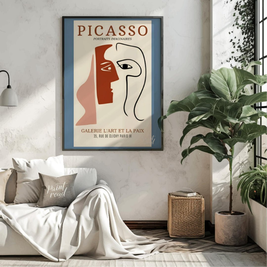 This captivating exhibition poster advertises “PICASSO PORTRAITS IMAGINAIRES” at GALERIE L’ART ET L… for living room