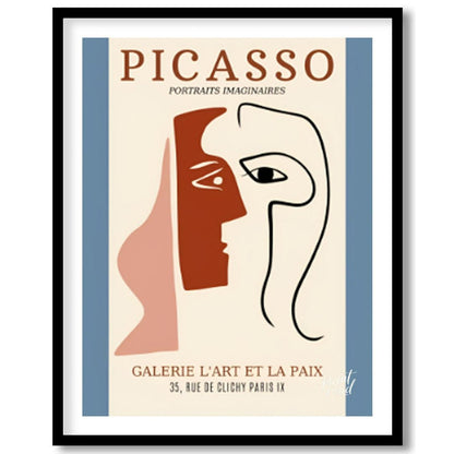This captivating exhibition poster advertises “PICASSO PORTRAITS IMAGINAIRES” at GALERIE L’ART ET L… for place