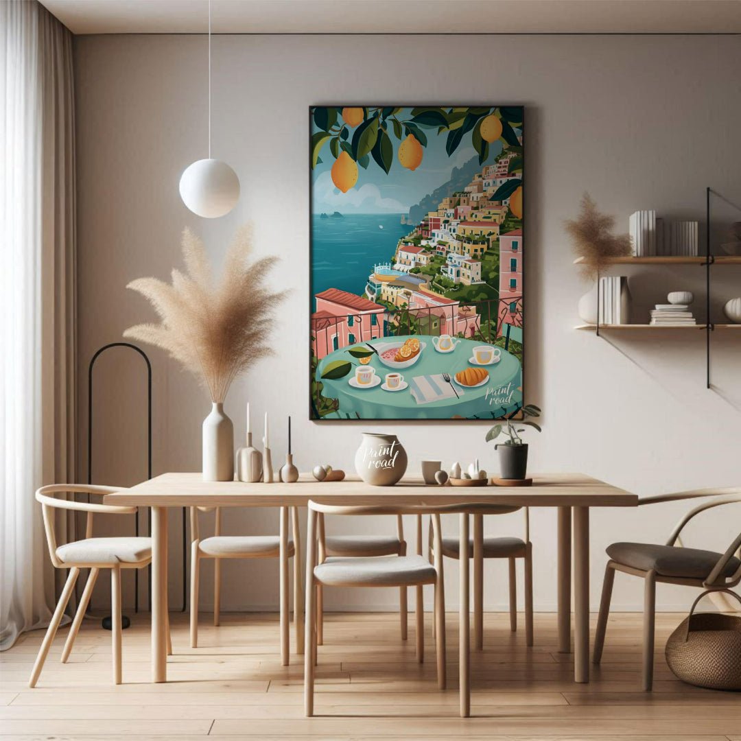 Positano Lemon Vista Painting available online at Paintroad showing architecture art and charming