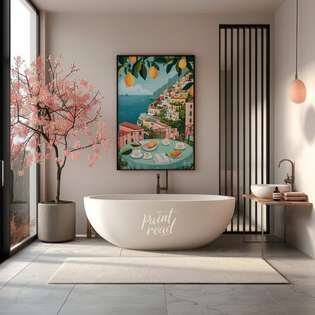 Positano Lemon Vista Painting available online at Paintroad showing architecture art and charming