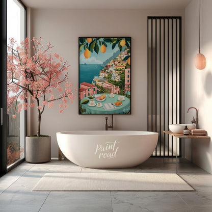 Positano Lemon Vista Painting available online at Paintroad showing architecture art and charming