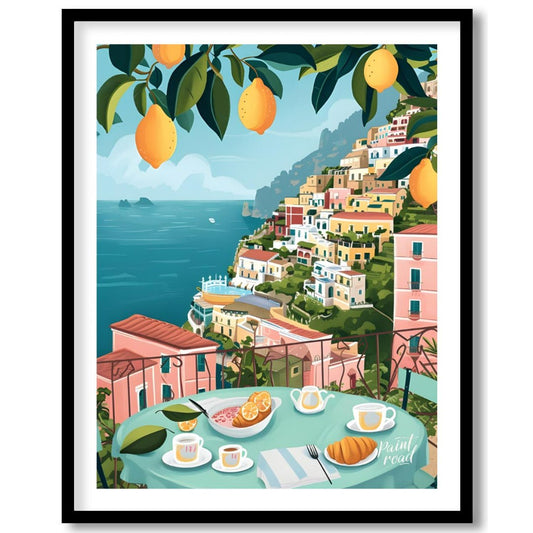 Positano Lemon Vista Painting available online at Paintroad showing architecture art and charming