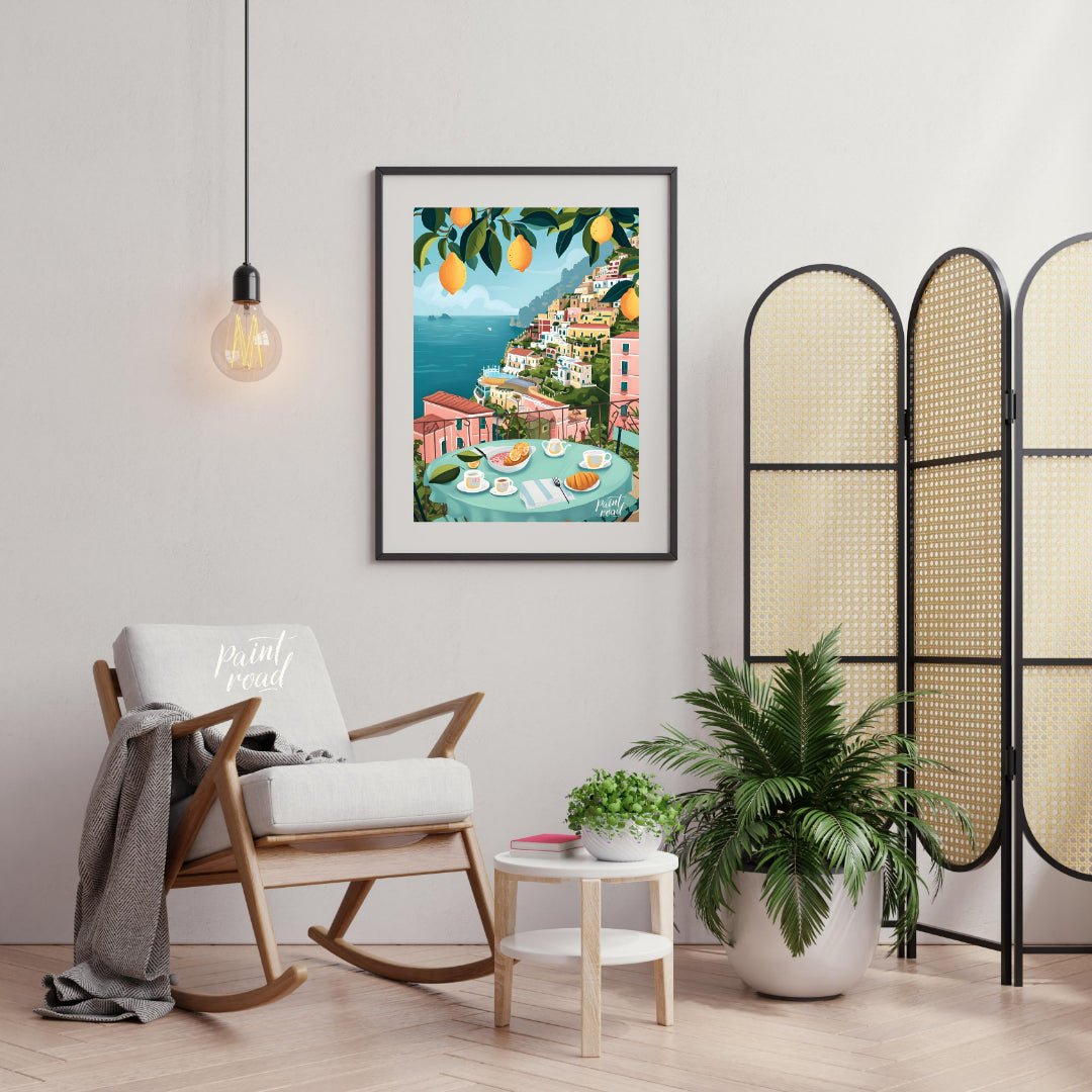 Positano Lemon Vista Painting available online at Paintroad showing architecture art and charming