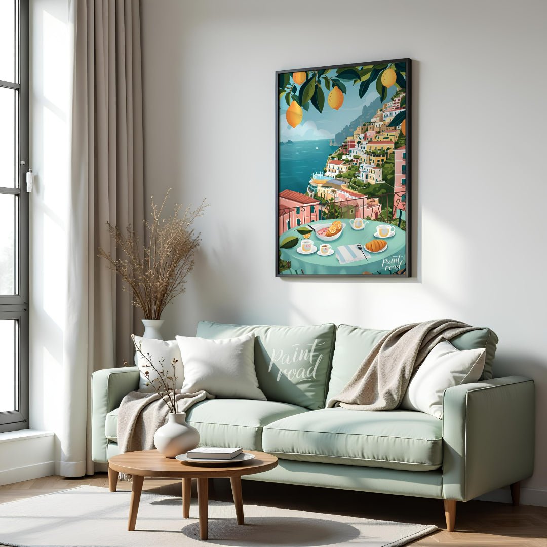 Positano Lemon Vista Painting available online at Paintroad showing architecture art and charming