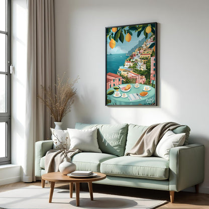 Positano Lemon Vista Painting available online at Paintroad showing architecture art and charming