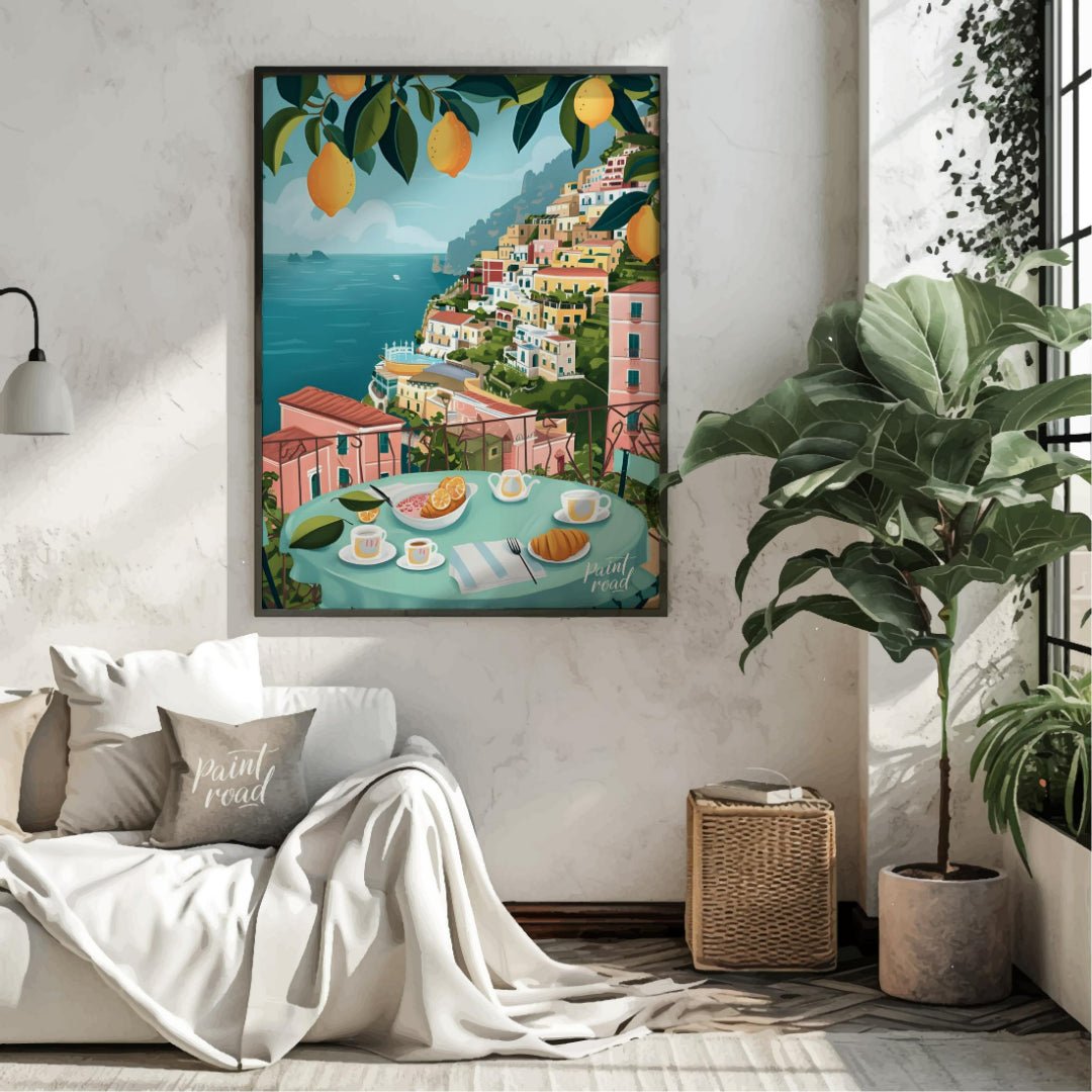 Positano Lemon Vista Painting available online at Paintroad showing architecture art and charming