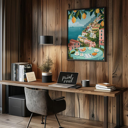 Positano Lemon Vista Painting available online at Paintroad showing architecture art and charming