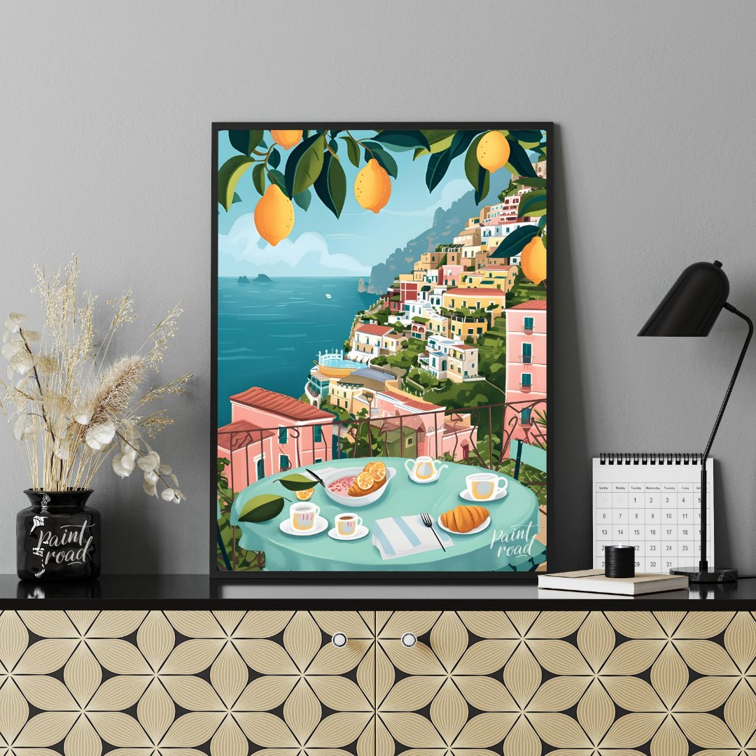 Positano Lemon Vista Painting available online at Paintroad showing architecture art and charming