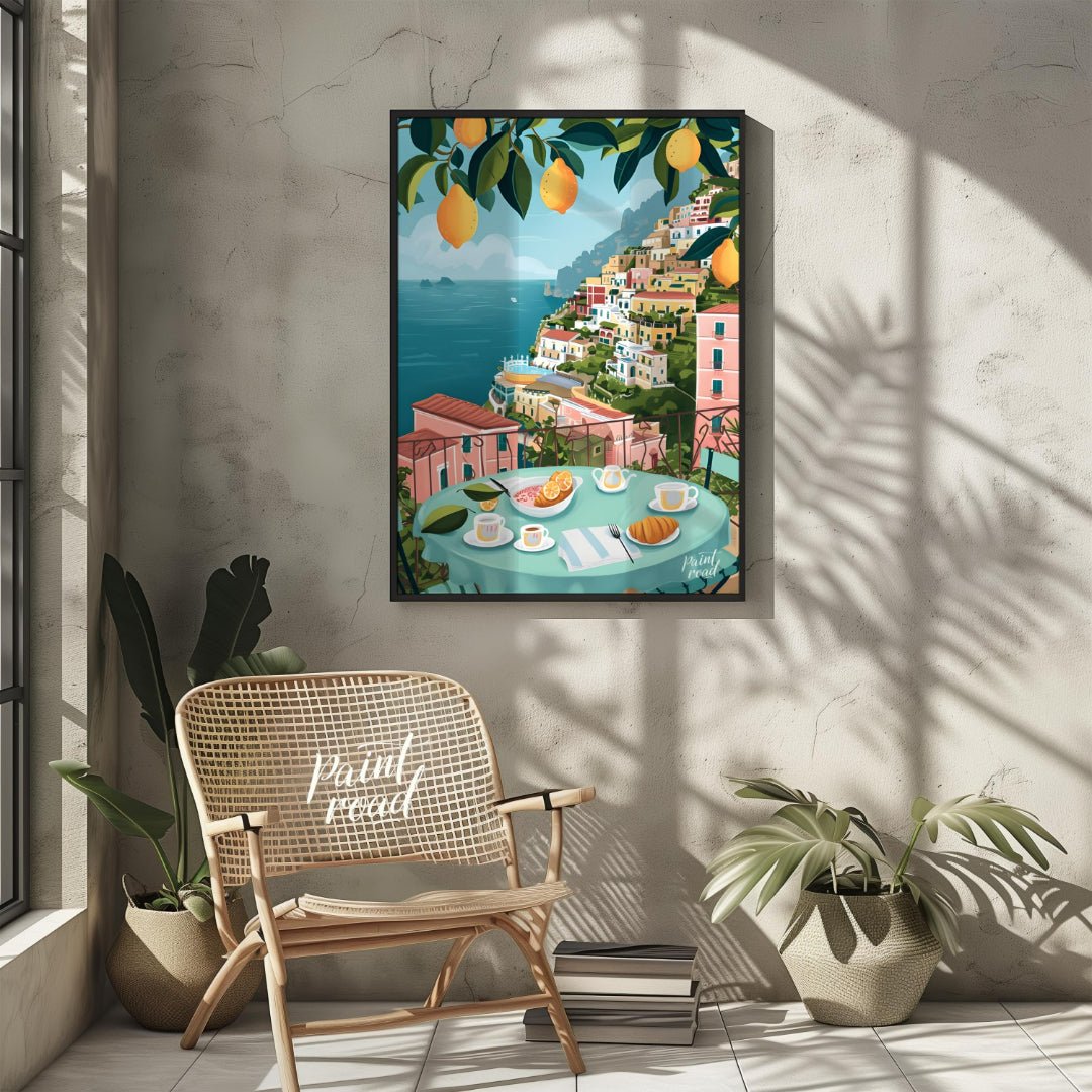 Positano Lemon Vista Painting available online at Paintroad showing architecture art and charming