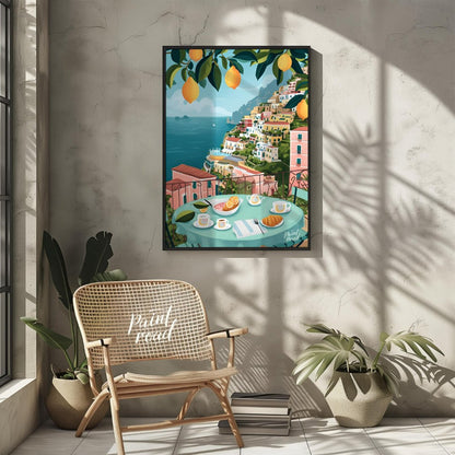 Positano Lemon Vista Painting available online at Paintroad showing architecture art and charming