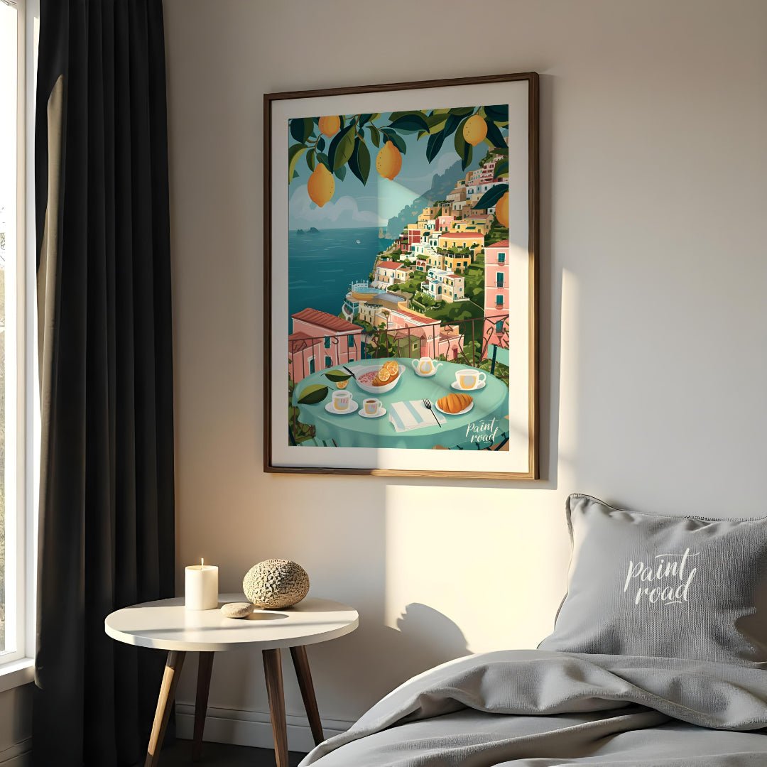 Positano Lemon Vista Painting available online at Paintroad showing architecture art and charming