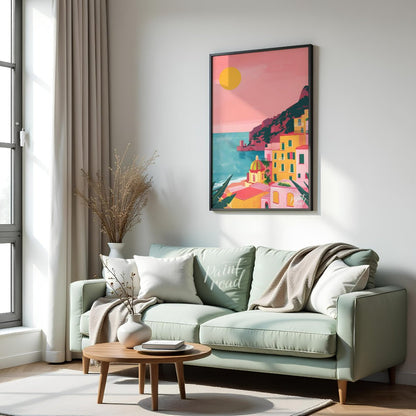 Positano Sunset Glow Painting available online at Paintroad showing architecture art and charm