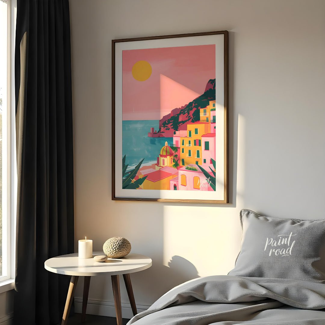 Positano Sunset Glow Painting available online at Paintroad showing architecture art and charm