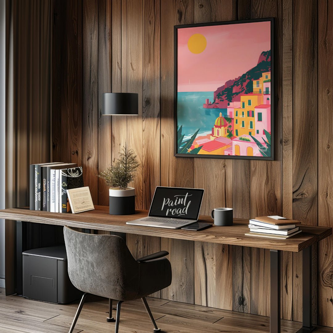Positano Sunset Glow Painting available online at Paintroad showing architecture art and charm
