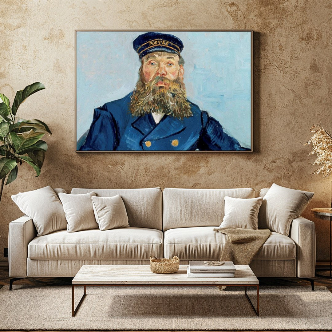 This captivating portrait captures the essence of a 19th-century postmaster, adorned in a striking for Family Room