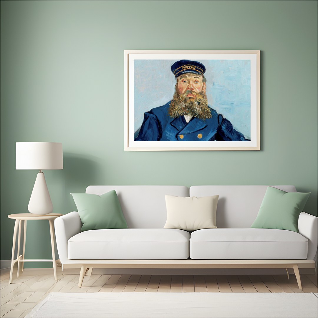 This captivating portrait captures the essence of a 19th-century postmaster, adorned in a striking for Hall