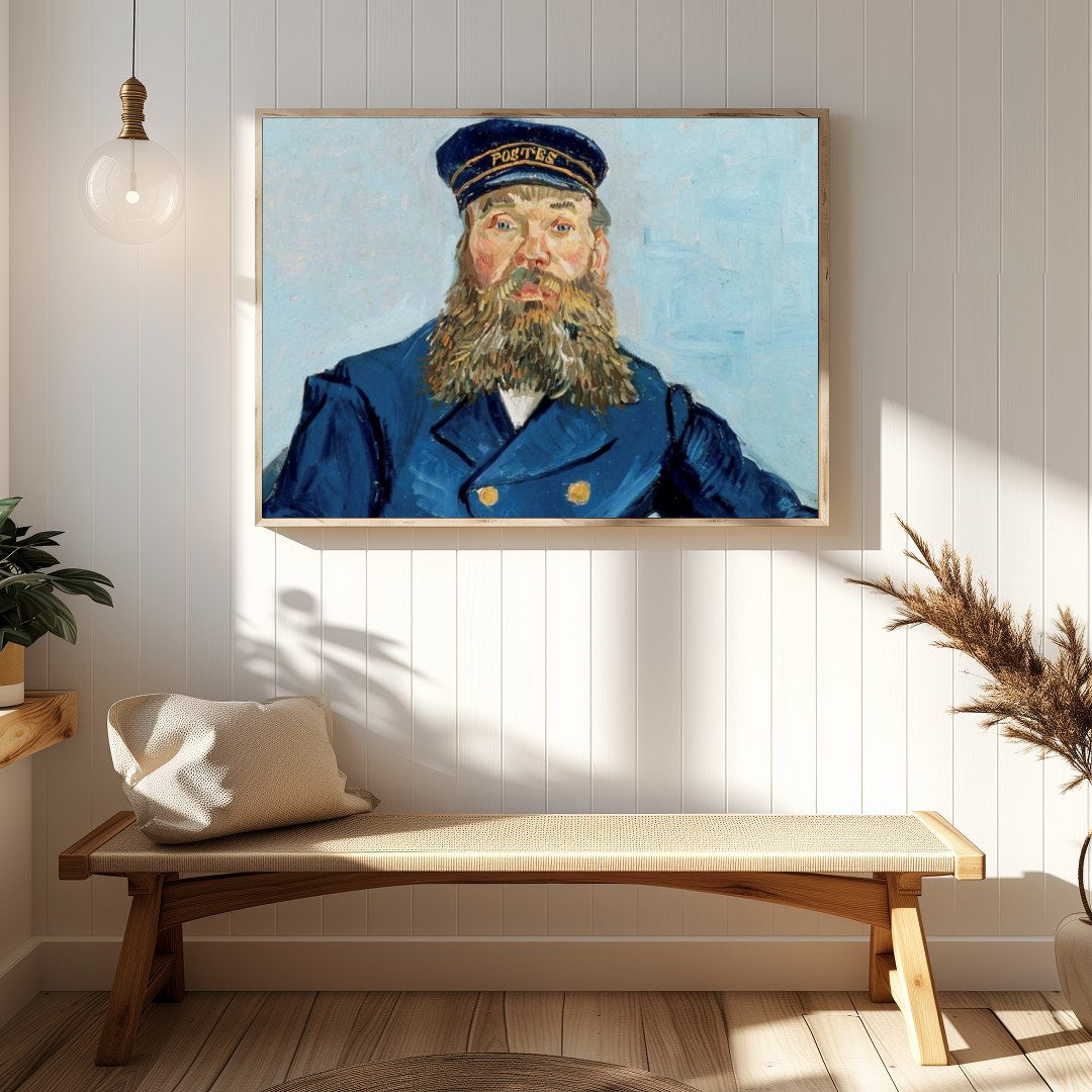This captivating portrait captures the essence of a 19th-century postmaster, adorned in a striking for Hallway