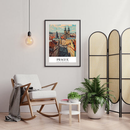 Experience the enchanting allure of Prague with this captivating wall art. Featuring the city's for Foyer