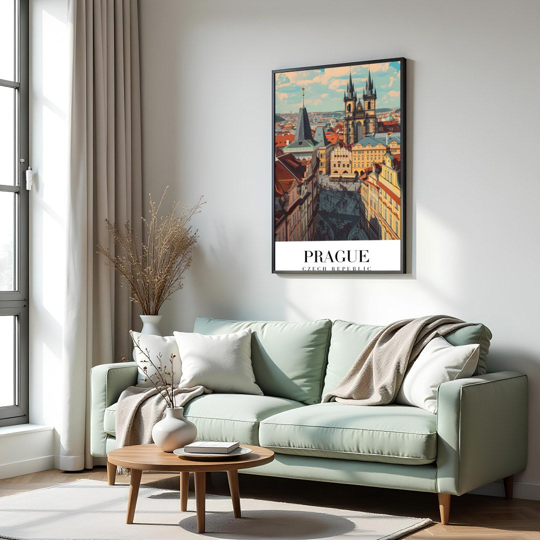 Experience the enchanting allure of Prague with this captivating wall art. Featuring the city's for Hall