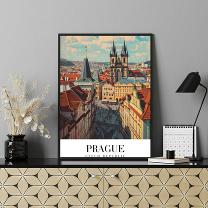 Experience the enchanting allure of Prague with this captivating wall art. Featuring the city's for Shelf
