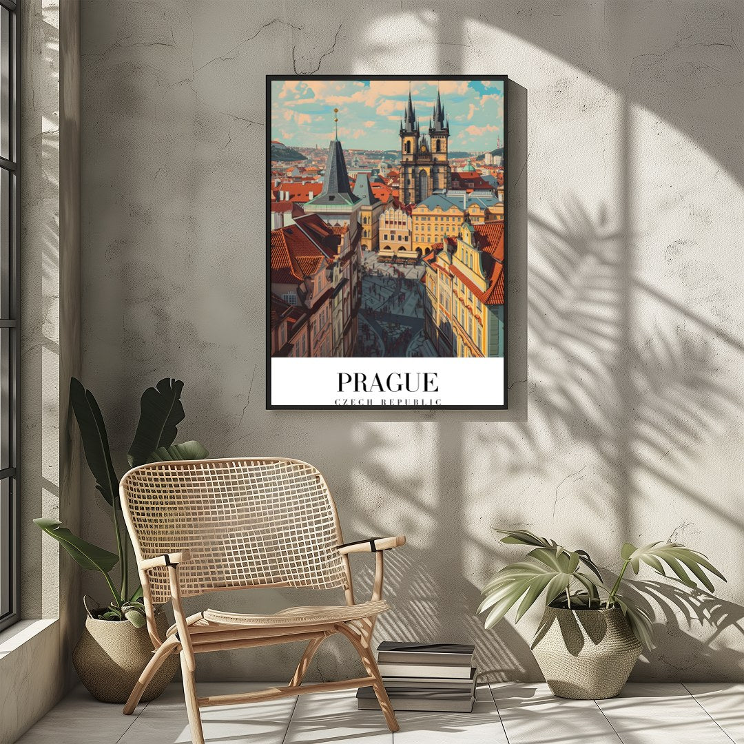 Experience the enchanting allure of Prague with this captivating wall art. Featuring the city's for Sitting Area