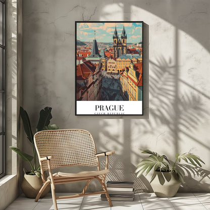 Experience the enchanting allure of Prague with this captivating wall art. Featuring the city's for Sitting Area