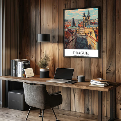 Experience the enchanting allure of Prague with this captivating wall art. Featuring the city's for Study and Office