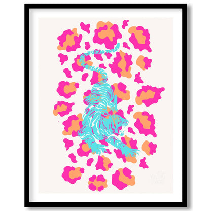 This incredibly vibrant and playfully designed art print features a dynamic, stylized tiger rendere… for lovely house