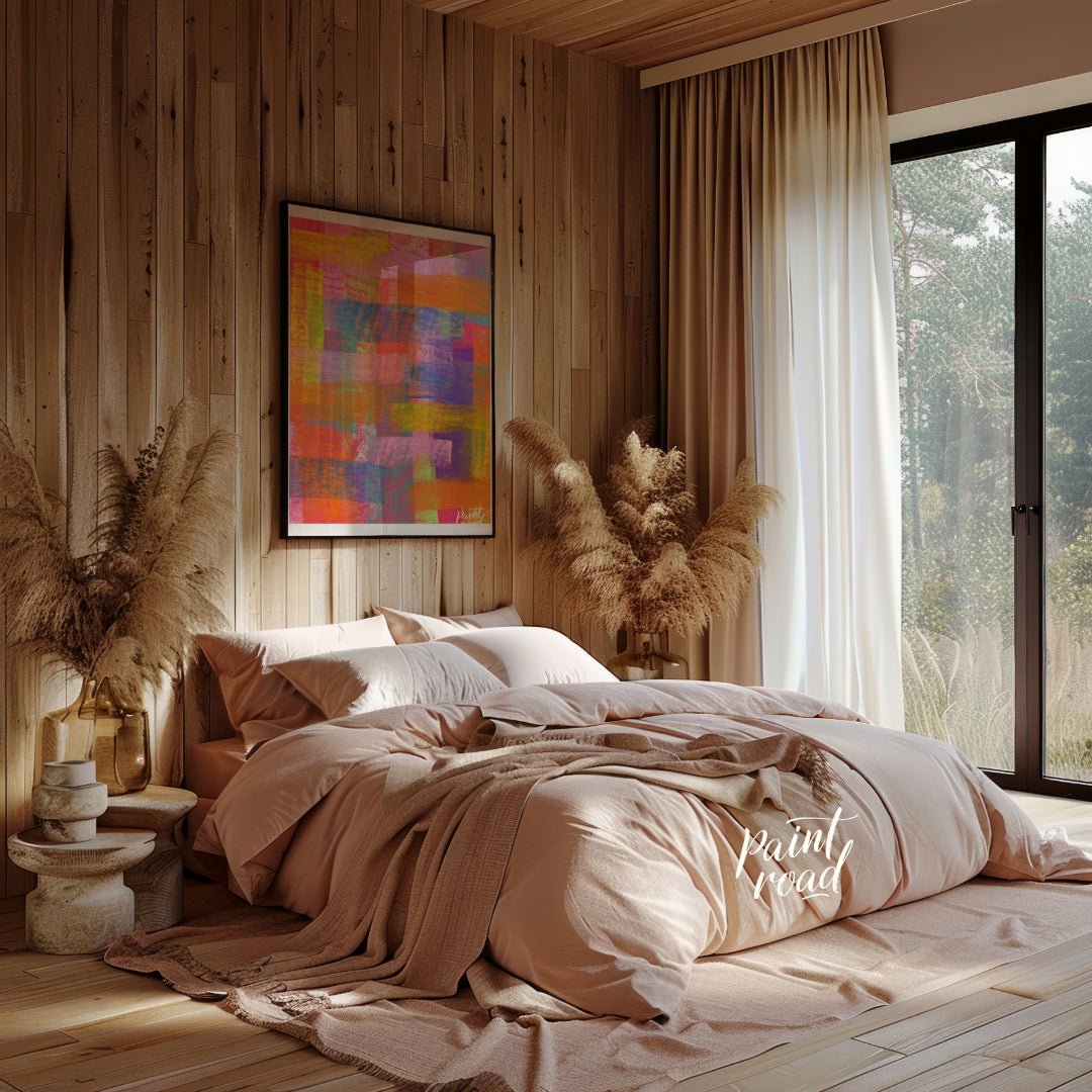 This beautiful painting is an abstract exploration of color and texture. Bold, overlapping rectangl… for bedroom