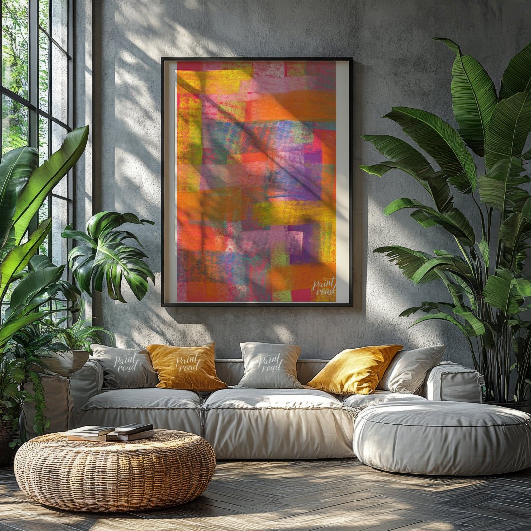 This beautiful painting is an abstract exploration of color and texture. Bold, overlapping rectangl… for living room