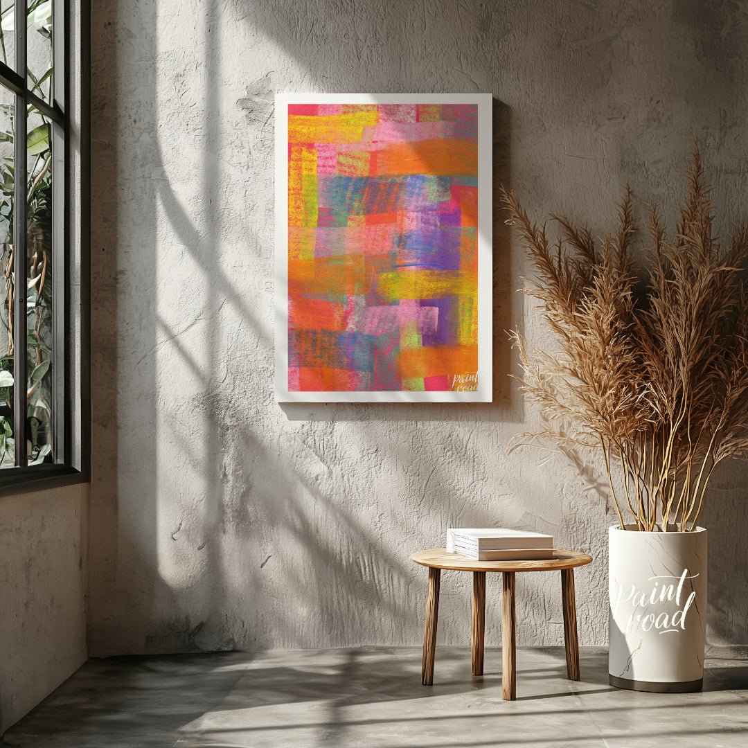 This beautiful painting is an abstract exploration of color and texture. Bold, overlapping rectangl… for living room