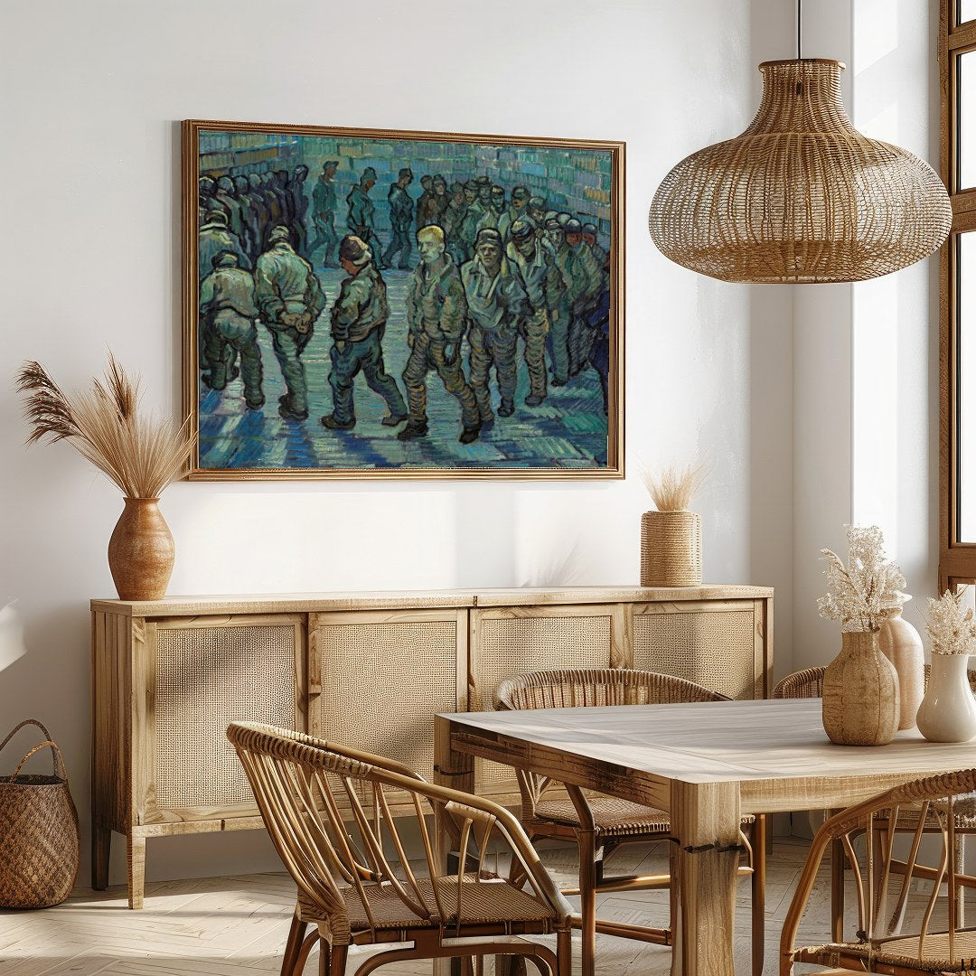 Step into the world of Van Gogh with this evocative piece, 'Prisoners in a Courtyard'. The artwork for Dining